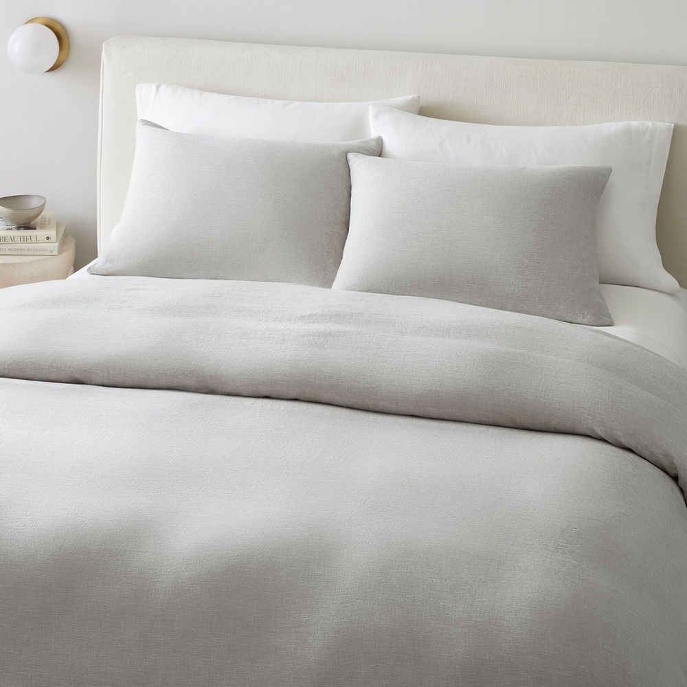 West Elm King Duvet/Shams - Grey Linen